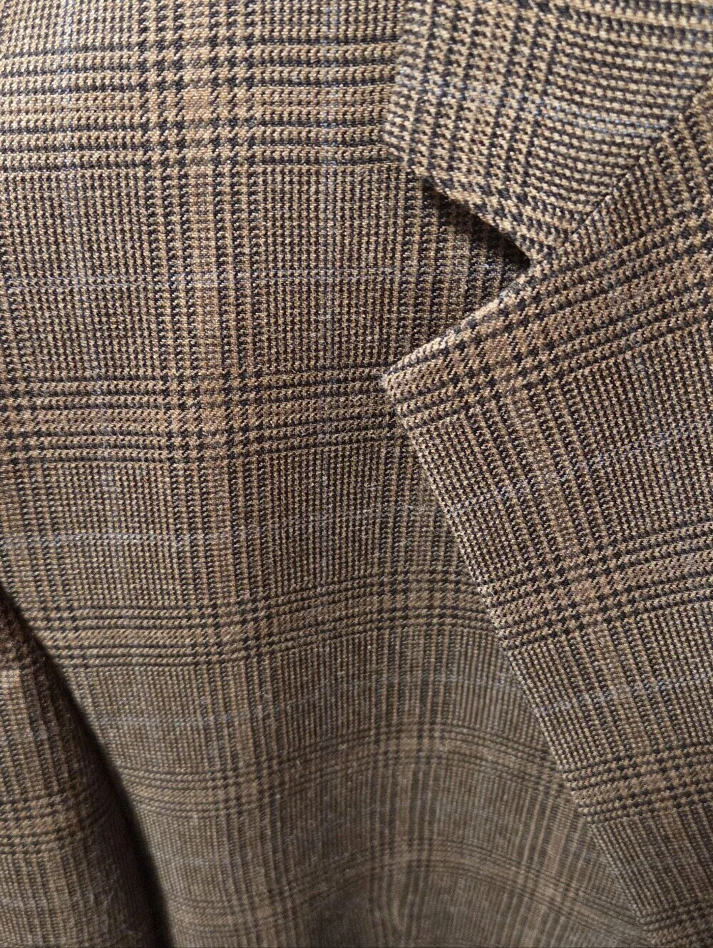 Vintage Ralph Lauren Glen Plaid Brown Silk Blend Blazer Elbow Patches Size 46R